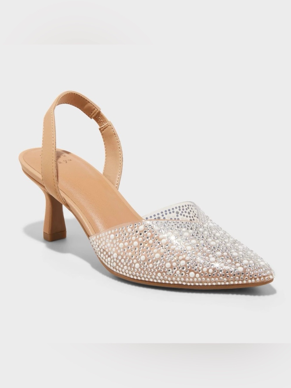 Women's Isabel Embellished Slingback Kitten Heels - a New Day - Clear - new